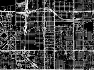 Vector road map of the city of Hawthorne  California in the United States of America with white roads on a black background.