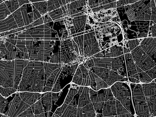 Vector road map of the city of Hempstead  New York in the United States of America with white roads on a black background.