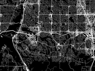 Vector road map of the city of Highlands Ranch  Colorado in the United States of America with white roads on a black background.