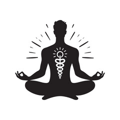 Soulful Stillness: Person Doing Meditation Silhouette, Embodying Deep Spiritual Serenity - Meditation Vector - Meditation Illustration - Relaxation Silhouette
