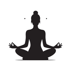 Tranquil Moments: Silhouette of a Person Engaged in Meditation for Inner Peace and Calmness - Meditation Illustration - Meditation Vector - Relaxation Silhouette
