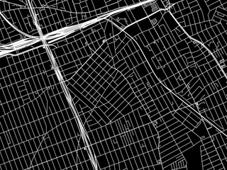 Vector road map of the city of Jamaica  New York in the United States of America with white roads on a black background.