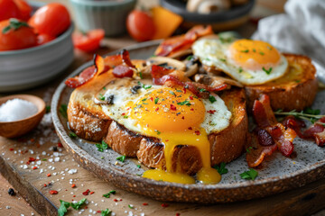 Breakfast with Egg and Side Dishes Wallpaper Brainstorming Background Backdrop Digital Art Cover Poster Magazine