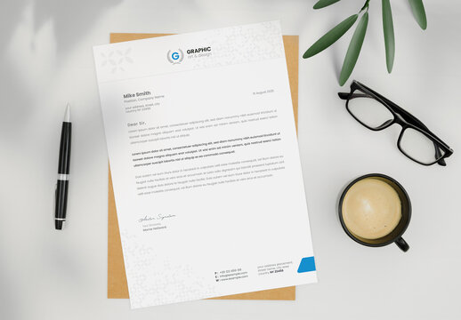 Clean Letterhead Template With Blue Accents