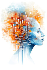 Abstract Human Head Infographic Illustration - Generative AI