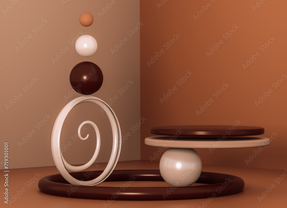 Poster 3d abstract background with geometric stand and shapes. modern design for showing products