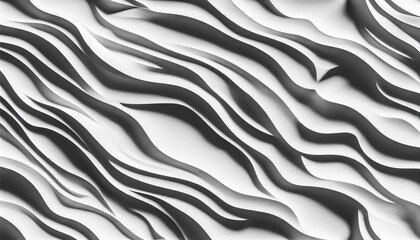 White seamless pattern with waves of light and shadow in a 3D artwork. (Version 2) - Generative AI