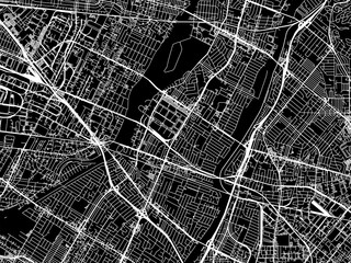 Vector road map of the city of Pico Rivera  California in the United States of America with white roads on a black background.