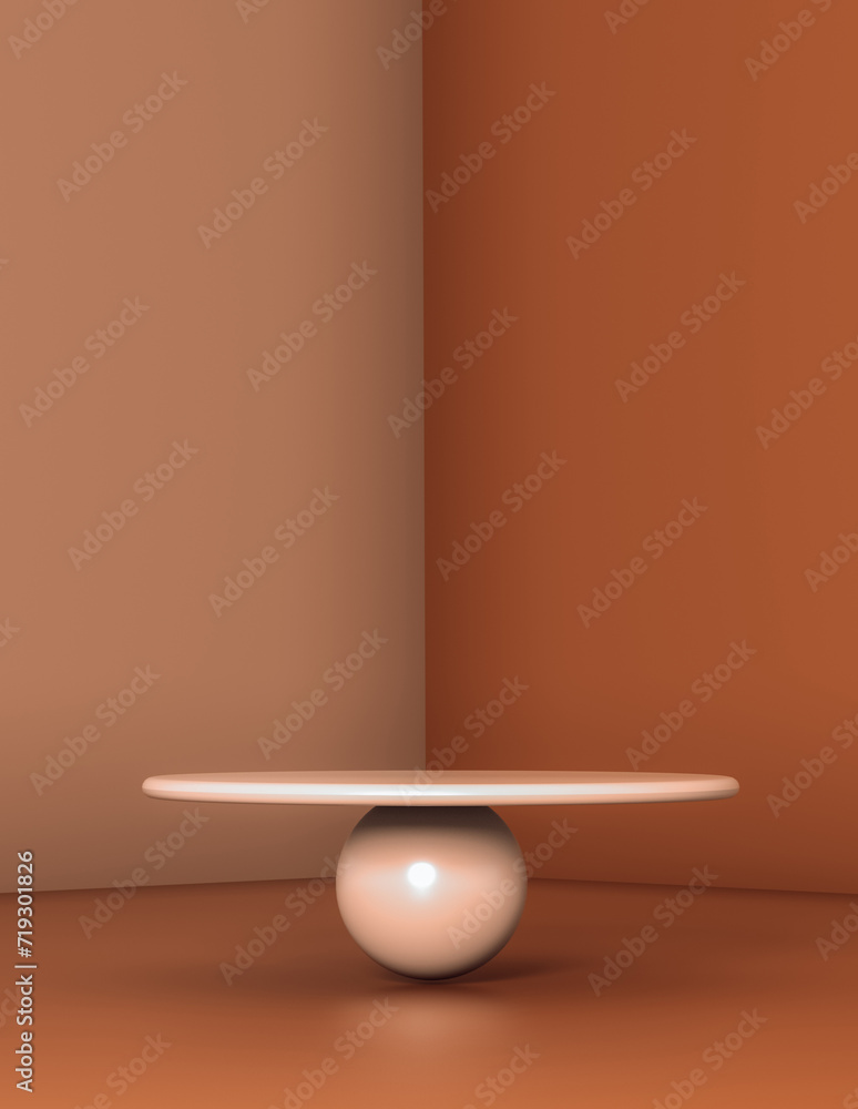 Poster 3d abstract minimal composition for mockup products display. stage showcase on pedestal display beig