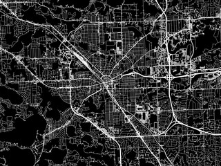 Vector road map of the city of Pontiac  Michigan in the United States of America with white roads on a black background.