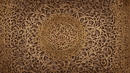 Background with seamless pattern in islamic art style. Geometric ornament tiled texture. AI generated image, ai