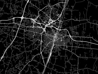 Vector road map of the city of Rocky Mount  North Carolina in the United States of America with white roads on a black background.