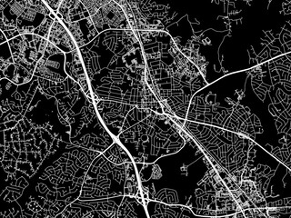 Vector road map of the city of Rockville  Maryland in the United States of America with white roads on a black background.