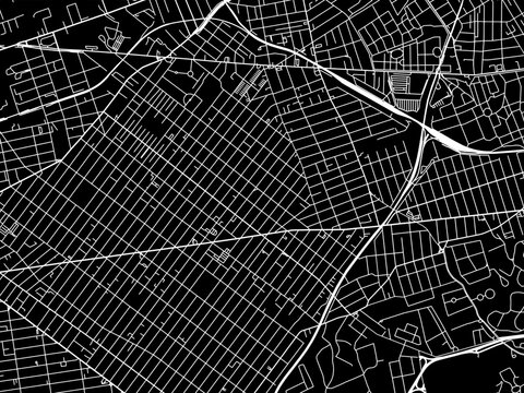Vector road map of the city of Ridgewood  New York in the United States of America with white roads on a black background.
