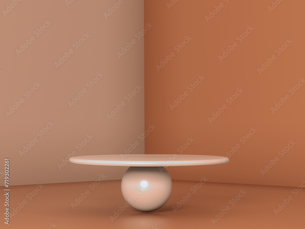 Poster 3d abstract minimal composition for mockup products display. stage showcase on pedestal display beig