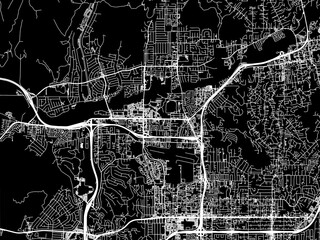 Vector road map of the city of Santee  California in the United States of America with white roads on a black background.