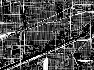 Vector road map of the city of South Lawndale  Illinois in the United States of America with white roads on a black background.