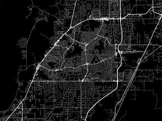 Vector road map of the city of Spring Hill  Florida in the United States of America with white roads on a black background.