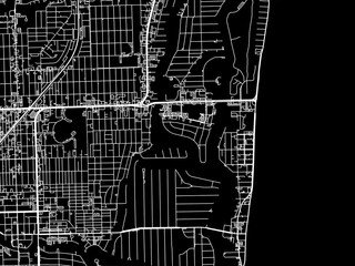 Vector road map of the city of Sunrise  Florida in the United States of America with white roads on a black background.