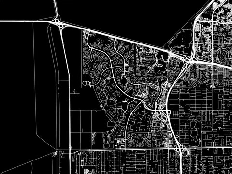 Vector Road Map Of The City Of Weston  Florida In The United States Of America With White Roads On A Black Background.