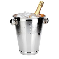 champagne bottle in bucket isolated on a transparent or white background, png	