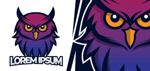 Fotobehang Owl bird mascot logo design, Owl esport logo mascot, Gamer logo design © widoko