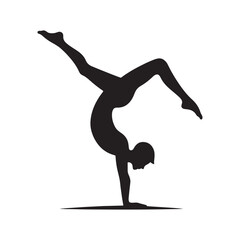 Dynamic Equilibrium: Handstand Vector in a Display of Perfect Balance and Poise - Handstand Silhouette - Handstand Illustration - Person Silhouette
