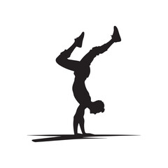 Celestial Balance: Person Silhouette Achieving Ethereal Harmony in a Skillful Handstand Pose - Handstand Silhouette - Handstand Illustration - Handstand Vector
