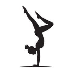 Dynamic Mastery: Handstand Silhouette Showcasing the Artistry of Inverted Elegance - Handstand Illustration - Handstand Vector - Person Silhouette
