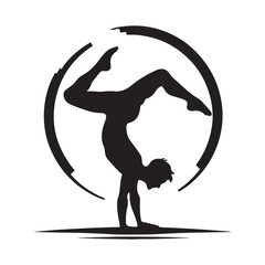 Aerial Mastery: Person Silhouette Demonstrating Mastery with a Perfect Handstand Pose - Handstand Vector - Handstand Silhouette - Handstand Illustration
