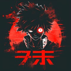Badass anime logo isolated on black background