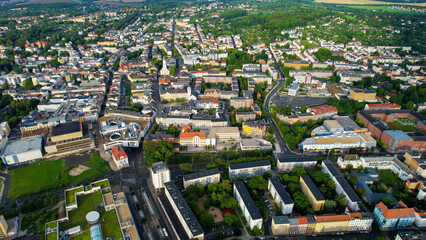 Aeriel view of the city Gera in Germany on a late summer afternoon.