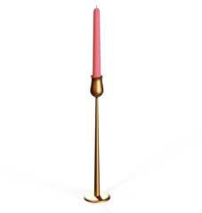 3D Rendering of red candle and candle holder