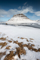 Snow covered mountains in Iceland