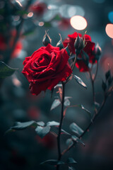 A red rose on dark background, generative AI