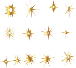 set of stars Gold sparkling star set vector