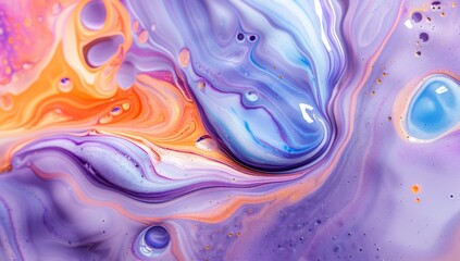 a close up of an abstract liquid with colorful swirls Generative AI