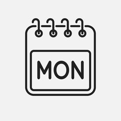 Template icon page calendar, day of week Monday