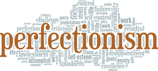 Fototapeta premium Perfectionism word cloud conceptual design isolated on white background.
