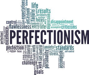 Fototapeta premium Perfectionism word cloud conceptual design isolated on white background.
