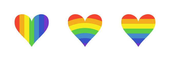 Rainbow heart isolated symbol icon set
