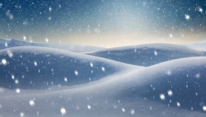 Fototapeta premium beautiful ultrawide background image of light snowfall falling over of snowdrifts