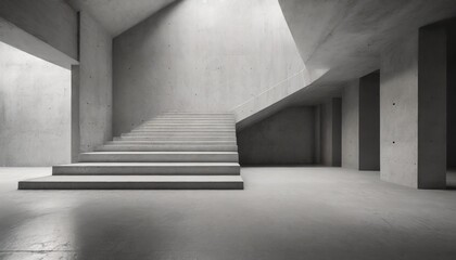 abstract empty modern concrete room with stairs indirect light from the left and rough floor industrial interior background template - obrazy, fototapety, plakaty