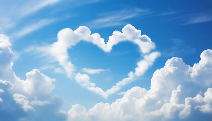 Naklejka na ściany i meble heart frame shaped clouds on sky background
