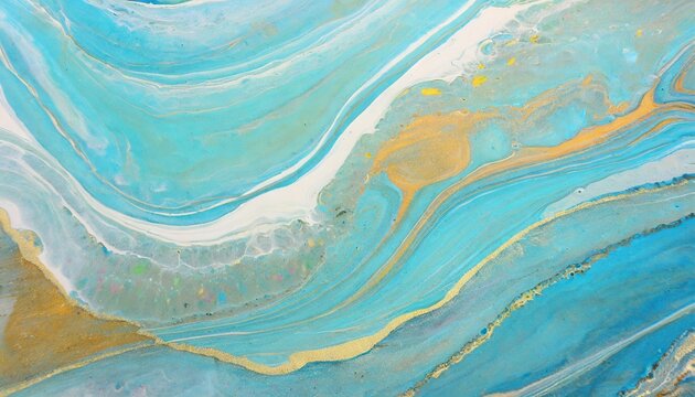photography of abstract marbleized effect background blue mint gold and white creative colors beautiful paint banner