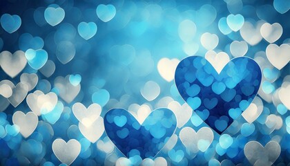 blue hearts bokeh frame background