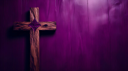 Christian cross. Violet background. Holy week. - obrazy, fototapety, plakaty