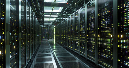 server room with led light, data center network racks keyvisual