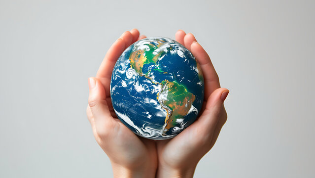 World environment day concept. Earth globe in hands.