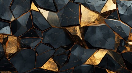 Luxury abstract geometry gold dark background. Minimalism black and gold wallpaper. Modern futuristic artwork for interior design, fashion textile, wallpaper, website